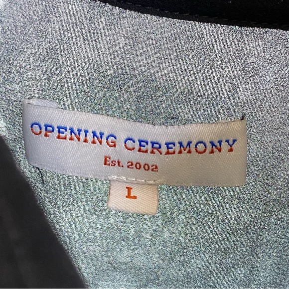 OPENING CEREMONY SHEER BLACK FRONT BACK BUTTON UP COLLARED SHORT SLEEVE TOP - Picture 8 of 11